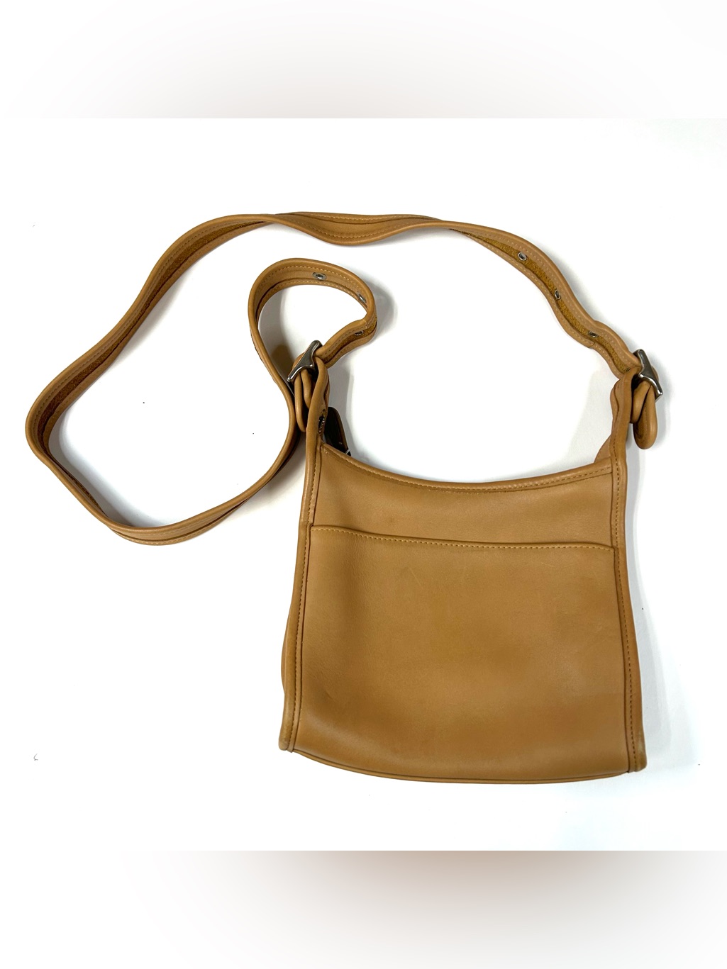 Vintage Unbranded(?) Coach(?) Crossbody Bag Genuine Leather Beige